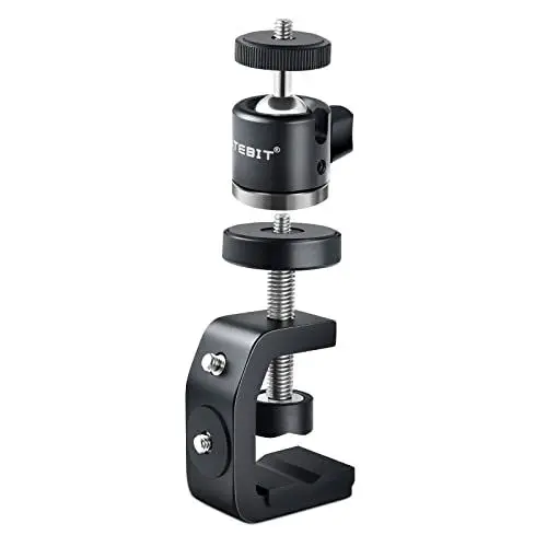 Produktbild: UTEBIT Klemmstativ mit Kugelkopf, Stativ Klemme für DSLR Kamera, Metall Multiklemme mit 1/4”Zollschraube, C klemme mit Mini Kugelkopf, Ball Head und Kamera Clamp Halterung für Lampenstativ