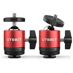 Produktbild: UTEBIT Mini Kugelkopf Stativ mit Blitzschuhadapter 2 Stück, Stabil Lampenstativ kugelgelenk mit 1/4 Blitzschuh, Ball Head 360 Grad blitzschuh Halterung für LED-Licht, Stativkopf Kugelkopf für DSLR