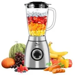 Produktbild: Uten Standmixer 2L, 1800 W Mixer Hochleistungsmixer, Pulse und 5 Geschwindigkeiten, Edelstahlgehäuse, 6 Klingen, macht Milchshake-Smoothies, Mahlbare Kaffeebohnen