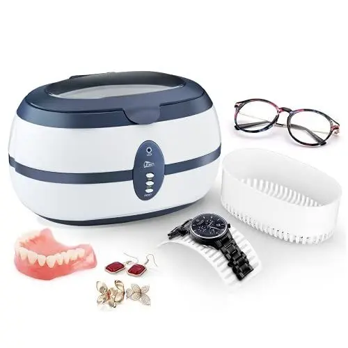 Produktbild: Uten Ultraschallreiniger Ultraschallreinigungsgerät brillenreinigungsgerät 600ml Ultraschallgerät für Brille Schmuck Uhren Zahnprothesen 40,000Hz