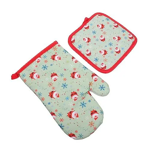 Produktbild: UTHCLO 1 Set Weihnachts Ofenhandschuhe rutschfeste Kochhandschuhe Rutschfester Ofenhandschuh Weihnachts Ofenhandschuh Isolierte Heiße Pads Weihnachts Ofenhandschuhe