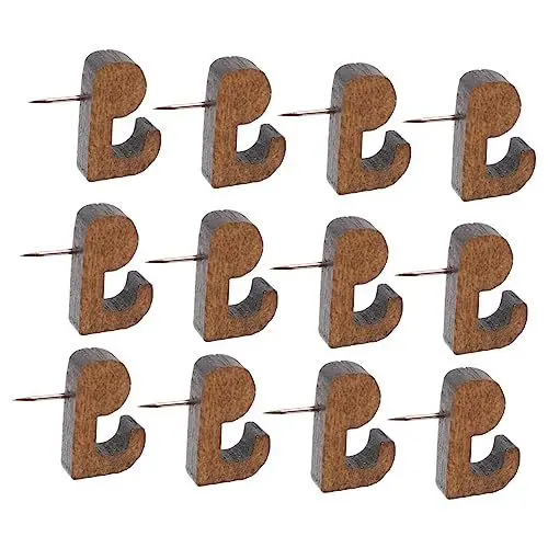Produktbild: UTHCLO 20stücke Holz Push Pins Mit Haken Für Pinnwände Korktafeln Und Fotodekoration Praktische Und Dekorative Aufhänger Für Karten Und Bilder Braun Leicht Und Tragbar