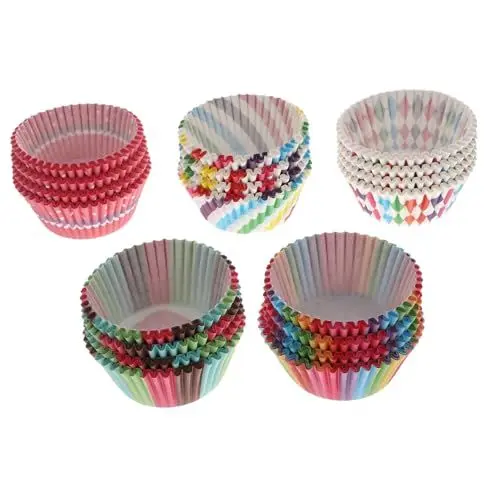 Produktbild: UTHCLO 500 Stück Muffinförmchen Cupcake Förmchen Backformen Verschiedene Farben Fettdicht Und Einweg Für Party Und Dessert Exquisite Kuchenverpackungsförmchen