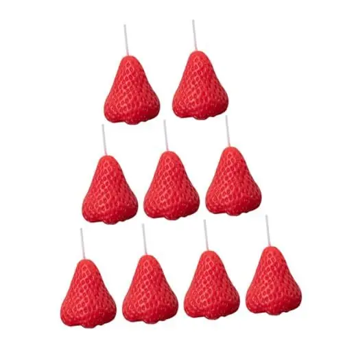 Produktbild: UTHCLO 9stücke Duftkerzen Erdbeerform Aromatische Kerzen Für Hochzeiten Partys Weihnachten Sicheres Paraffinmaterial Romantische Dekoration Für Zuhause Und Feste