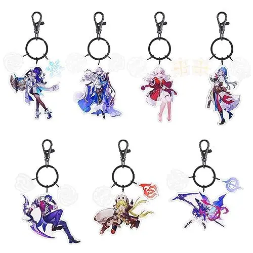 Produktbild: UTIEHD Honkai Star Rail Charakter-Schlüsselanhänger-Set, 7 Stück Acryl Honkai Star Rail Figuren-Schlüsselanhänger mit niedlichem Design-Merchandise aus Anime 02