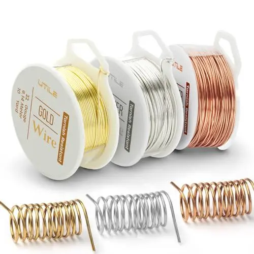 Produktbild: UTILE 22 Gauge, weich, 99 % Kupferdraht, 22 m, Schmuck, Perlen und Basteldraht, Tarnish Resistant for Jewelry Making, Making Hobby Craft, Dekorationen, Blumendekor – Varierty Pack (3 Stück)
