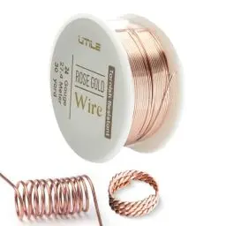 Produktbild: UTILE Kupferdraht 0,51 mm - 27,4 m - Perfekter Kupferdraht für Schmuckherstellung, Perlenarbeiten und Handwerksprojekte, Dekorationen und Blumenarrangements - Farbe Roségold (24 Gauge)