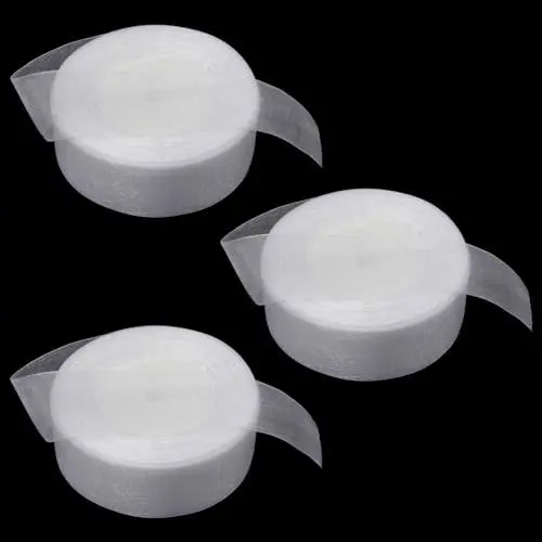Produktbild: UTMACH 3 Stücke 3cm x 45M Weiss Organzaband Dekoration Geschenkband Organza Schleifenband Dekoband Organza Geschenkband Transparentes Chiffonband Geschenkband für Geschenkverpackung, Blumen, Handwerk