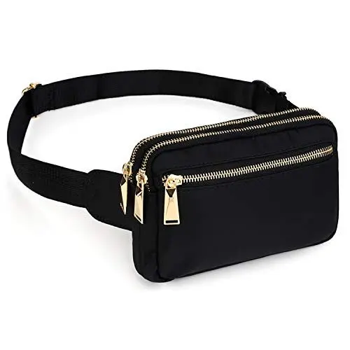 Produktbild: UTO Bauchtasche Hüfttasche mit Lange Hüftgurtlängen für Herren und Damen wasserdichte Nylon Mode Schlanke leichte Wasit Pack Tasche mit 3 Reißverschlusstaschen Zapata Black