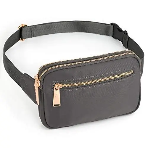 Produktbild: UTO Gürteltasche Damen Herren Gürteltasche Wasserdichter Gürtel Nylon Mode Leichte Gürteltasche mit 3 Reißverschlusstaschen Zapata Dunkelgrau