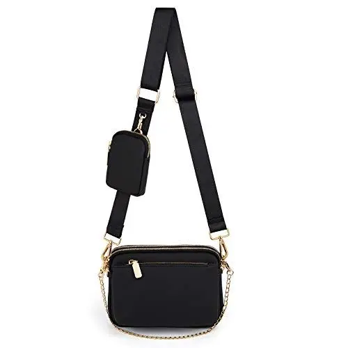 Produktbild: UTO Umhängetaschen Damen 3 in 1 Mehrzweck-Schultertasche Kleine Tasche mit abnehmbarem Kettenriemen PU-Leder Schwarz