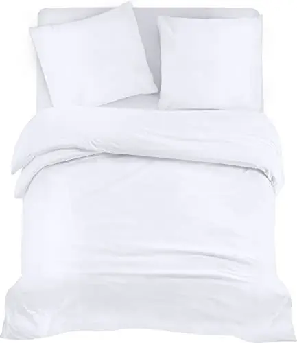 Produktbild: Utopia Bedding 4teilig Bettwäsche-Set - Weiches gebürstetes Mikrofaser-Gewebe - Bettbezug (200x200cm), Spannbetttuch (140x200cm) mit Kissenbezug (80x80cm), Weiß