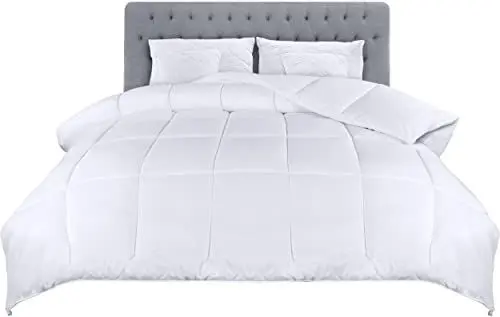 Produktbild: Utopia Bedding Bettdecke Einleger Weiß - Gesteppter Deckbett mit Eckfächern - 50% Plüsch Silikon Fiberfil (Weiß, 220 x 230 cm)