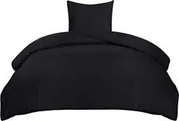 Produktbild: Utopia Bedding Bettwäsche 135x200 Set - Mikrofaser Bettbezug 135x200 cm + 1 Kissenbezug 80x80 cm - Schwarz