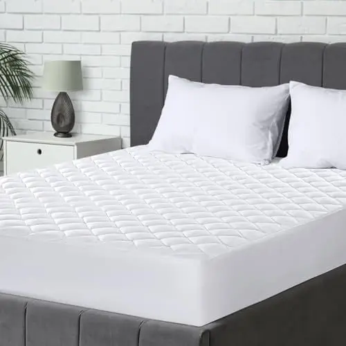 Produktbild: Utopia Bedding Gesteppter Matratzenschoner 90 x 200 cm, Spannmatratzenauflage, Tiefe Tasche Matratzenbezug dehnt Sich bis zu 30 cm (Weiß)