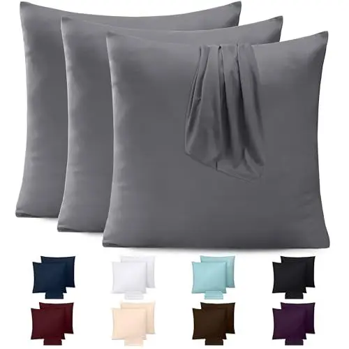 Produktbild: Utopia Bedding - Kissenbezug 40x40 4er Set - Kopfkissenbezug 40 x 40 aus 100% gebürsteter Mikrofaser mit Umschlagverschluss - Falten-, verblassen- und schmutzabweisende Kissenbezüge 40x40 - Grau