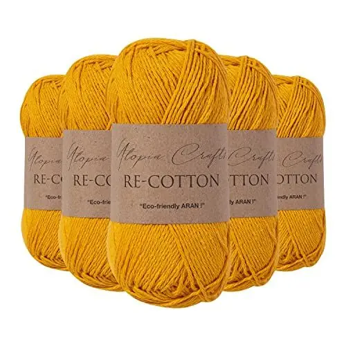 Produktbild: Utopia Crafts Re-Cotton Strickgarn, 5 x 100 g (Gelb Orange)