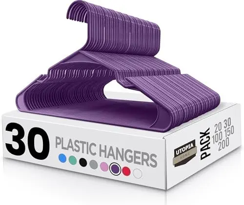 Produktbild: Utopia Home 30er Pack Kunststoffbügel Platzsparend, langlebige Bügel mit Schulterrillen, violett