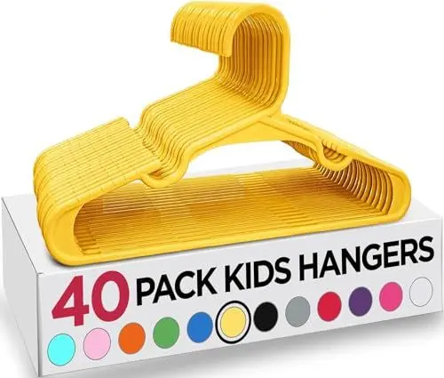 Produktbild: Utopia Home Packung mit 40 Kinderkleiderbügeln - 11,5“ Baby- und Kinderkleiderbügel aus Kunststoff für den Kleiderschrank, Für den täglichen Gebrauch, gelb