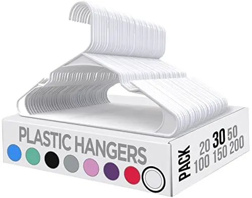 Produktbild: Utopia Home 30er-Pack Kunststoffbügel Platzsparende, langlebige Bügel mit Schulterrillen, weiß
