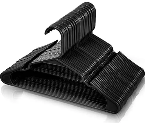Produktbild: Utopia Home 50er-Pack Kunststoffbügel Platzsparende, langlebige Bügel mit Schulterrillen, schwarz