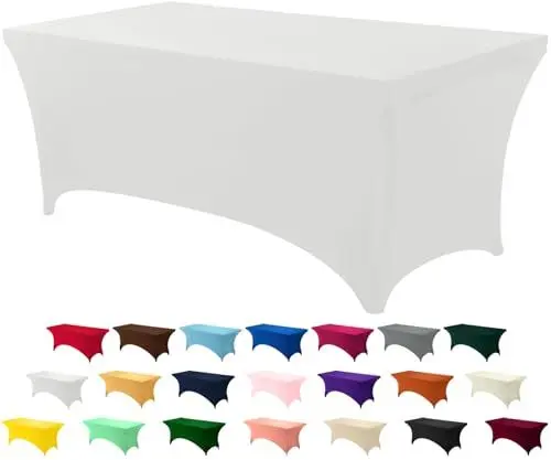 Produktbild: Utopia Kitchen 1 Paquet de Manteles Rectangulares de Poliéster (6 pies - 183 cm) Elásticos de Spandex, Cubre Mesas para Bodas, Bares, Artesanías, Exposiciones (Blanco)
