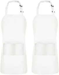 Produktbild: Utopia Kitchen 2 Stück Kochschürze für Damen und Herren wasserbeständig, Unisex Grillschürze mit zwei Taschen und Verstellbarem Nackenband Blau