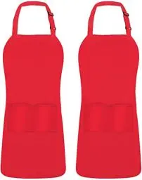 Produktbild: Utopia Kitchen 2 Pack verstellbare Latzschürze für Männer und Frauen mit 2 geräumigen Taschen - Schürzen für Köche BBQ Malerei Backen Kochen - Rot