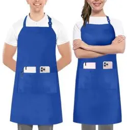 Produktbild: Utopia Kitchen 2er Pack Unisex Grillschürze mit geräumigen Taschen Verstellbare Latzschürzen für Männer und Frauen ideal für Köche Kochen Grillen und Backen Weiß