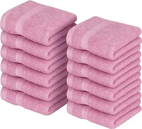 Produktbild: Utopia Towels Premium-Waschlappen-Set aus 100 % ringgesponnener Baumwolle, sehr saugfähig und weich, unverzichtbar für Badezimmer, Spa, Fitnessstudio, Gesichtshandtuch, 30,5 x 30,5 cm, Rosa, 12 Stück
