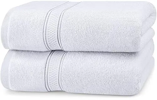 Produktbild: Utopia Towels - 2er-Pack Badetücher Set Premium 100% ringgesponnene Baumwolle 69 x 137 cm Handtücher, sehr saugfähig, weiches Gefühl Duschtücher (Weiß)