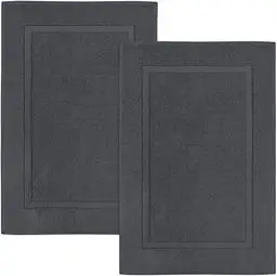 Produktbild: Utopia Towels - 2er Pack groß Badematte Badvorleger (53 x 86 cm) - 100% Baumwolle Frottee -Waschbare Badteppich (Grau)