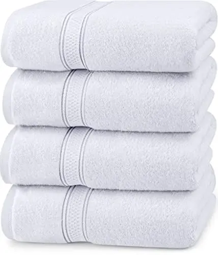 Produktbild: Utopia Towels - 4er-Pack Badetücher Set Premium 100% ringgesponnene Baumwolle 69 x 137 cm Handtücher, sehr saugfähig, weiches Gefühl Duschtücher (Weiß)
