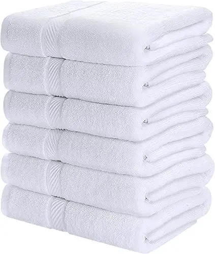 Produktbild: Utopia Towels - 6er-Pack mittelgroße Badetücher aus 100% Baumwolle mit Aufhängeschlaufen, 60x120 cm Duschtuch, weiche und saugfähige Handtücher (Weiß)
