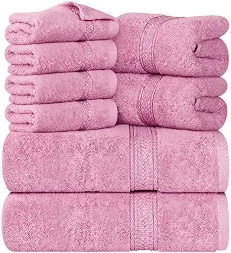 Produktbild: Utopia Towels 8 teilig Handtücher Set aus Baumwolle mit Aufhänger 2 Badetuch, 2 Handtücher und 4 Washclappen (Grau)