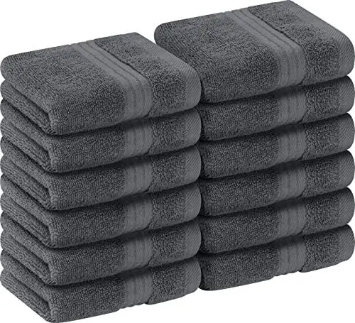 Produktbild: Utopia Towels - 12er Luxuriöses Waschlappen-Set aus 100% Baumwolle, saugfähig und weich, 30 x 30 cm, Seifentücher (Grau)