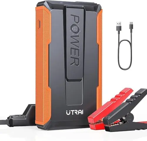 Produktbild: UTRAI Starthilfe Powerbank, 2500A Spitzstrom Auto Starthilfe 12V (Bis Zu 7,5L Benzin Oder 5,5L Dieselmotor) Starter Powerbank mid Intelligentes Starthilfekabel, LED Taschenlampe,USB Ausgänge