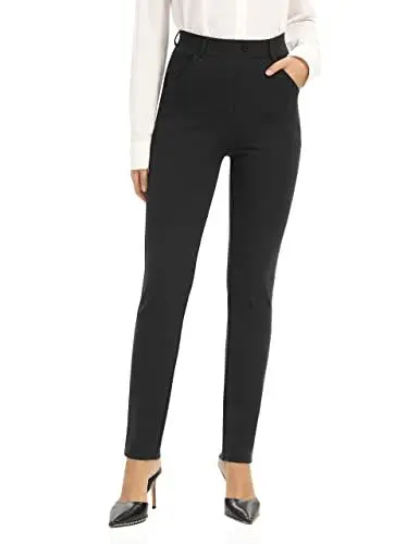 Produktbild: UUE Anzughose für Damen, Business, lässig, Stretch, schmales Bein, zum Anziehen, Arbeitshose, Büro, Elegante Leggings, Hose mit Taschen Schwarz