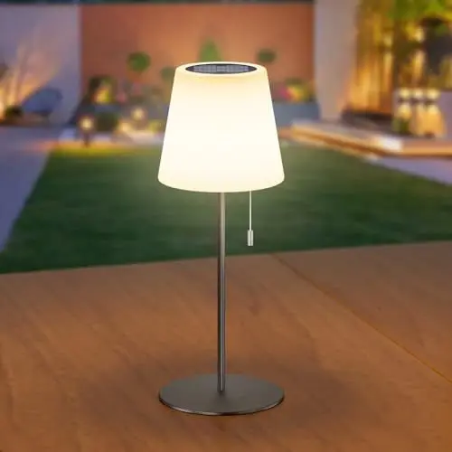Produktbild: uuffoo Solar Outdoor LED Tischlampe, Tischlampe Kabellos Dimmbar 7 RGB Tischlampe Kabellos Tragbare Aufladbar Solarlampen IP44 Wasserdicht für InnenAußen, Garten, Terrasse, Schlafzimmer, Grau