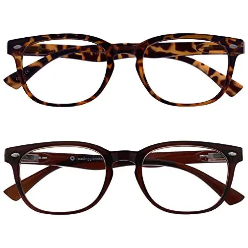 Produktbild: UV Reader Braune Schildpatt & Braun Lesebrille Wert 2er-Pack Designer Stil Herren Frauen UVR2PK014_015 +1,50