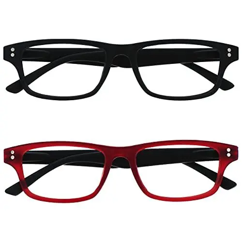 Produktbild: UV Reader Matt Schwarz Gummierte Rot Lesebrille Wert 2er-Pack Herren Frauen RR33-1Z +3,50