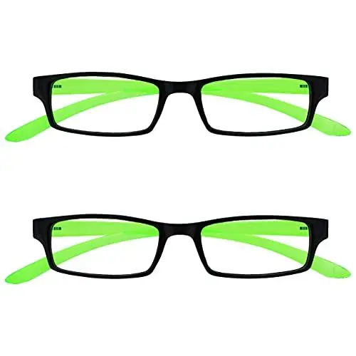 Produktbild: OPULIZE UV Reader Schwarz Leuchtend Grünen Nacken-Lesebrille Wert 2er-Pack Frauen Herren UVR2PK021 +1,00