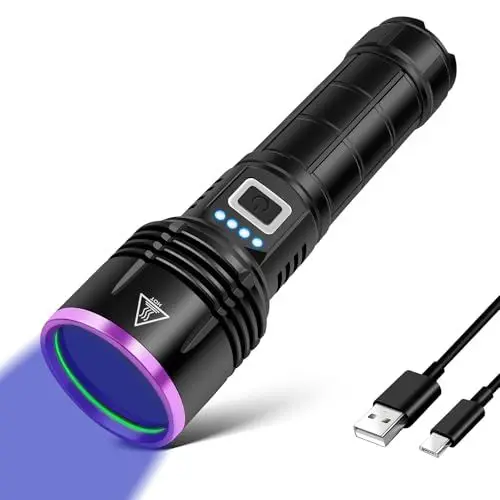 Produktbild: UV Taschenlampe 20W, 5000mAh Hochleistungs-365nm-UV-Licht, LED USB wiederaufladbare Schwarzlicht-Taschenlampe,uv lampe für bernstein,epoxidharz,Erkennung von Haustierurin,Mineralien,Reisen,Bettwanzen