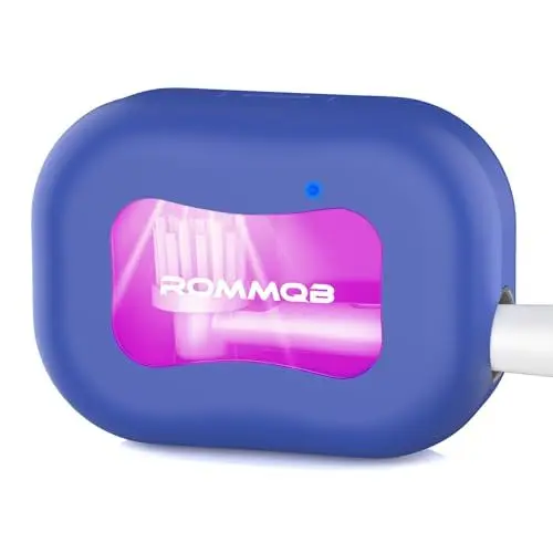 Produktbild: UV Zahnbürste Sterilisator Desinfektionsmittel, ROMMQB Elektrische Zahnbürste Sanitizer Case mit Violettem Licht, Mini Cleaner Case, Smart Home Travel Zahnbürste Box für Alle Zahnbürsten (Lila)