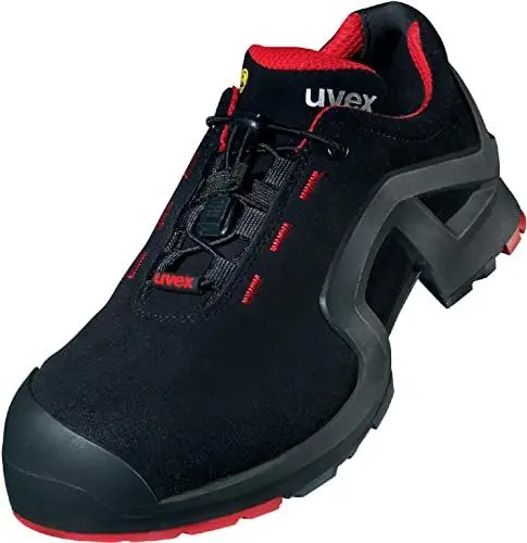 Produktbild: Uvex 1 Extended Support Arbeitsschuhe 85162 - Sicherheitsschuhe S3 SRC ESD - Gelochter Arbeitsschuh für Damen & Herren - Sicherheitsschuh mit Kunststoffkappe für Frauen, Rot / Schwarz, 38 EU