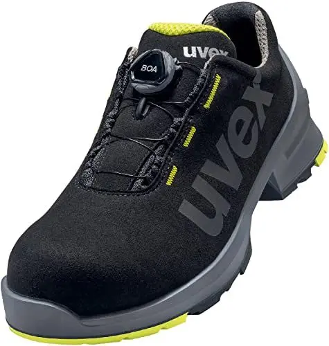Produktbild: Uvex 1 Halbschuh mit BOA Fit System, Sicherheitsschuhe S2 SRC, Arbeitsschuhe für Damen & Herren, Schwarz/Lime, Größe 39