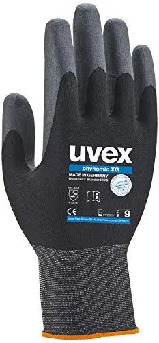 Produktbild: 1 Paar uvex phynomic XG Arbeitshandschuhe - Schutzhandschuhe für die Arbeit - EN 388 - Grau/Schwarz - 09/L
