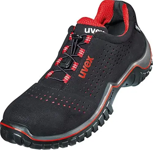 Produktbild: Uvex Motion Style Halbschuh, Sicherheitsschuhe S1 SRC, Arbeitsschuhe für Herren, Schwarz/Rot, Größe 43