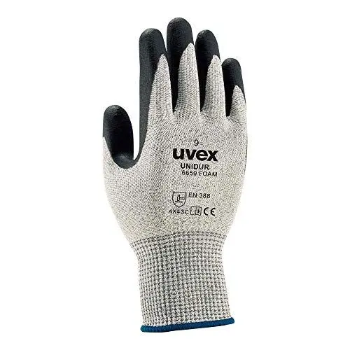 Produktbild: Uvex unidur 6659 foam 6093810 Nitril Arbeitshandschuh Größe (Handschuhe): 10 EN 388 1St, Schwarz-weiß-grau