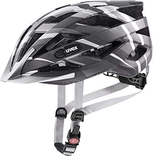 Produktbild: uvex air wing cc - leichter Allround-Helm für Damen und Herren - individuelle Größenanpassung - waschbare Innenausstattung - black - silver matt - 52-57 cm